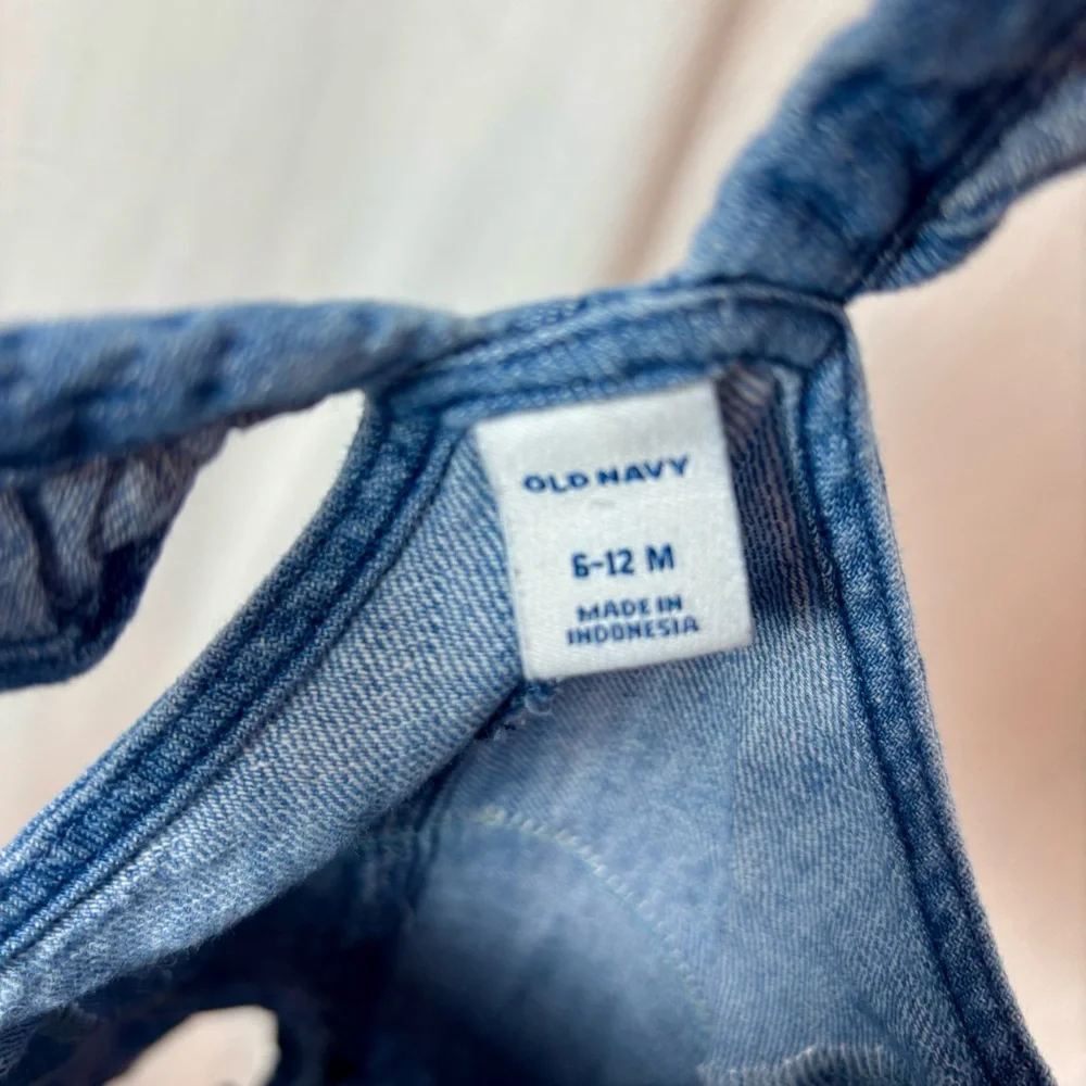 Old Navy LILO and Stitch 6-12 Month Classic Blue Denim Overalls Hand‎ Crafted